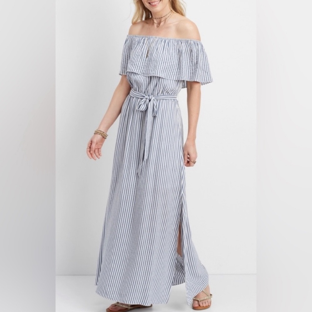 NWT Maurice’s Striped Off The Shoulder Maxi‎ Dress Sz Large